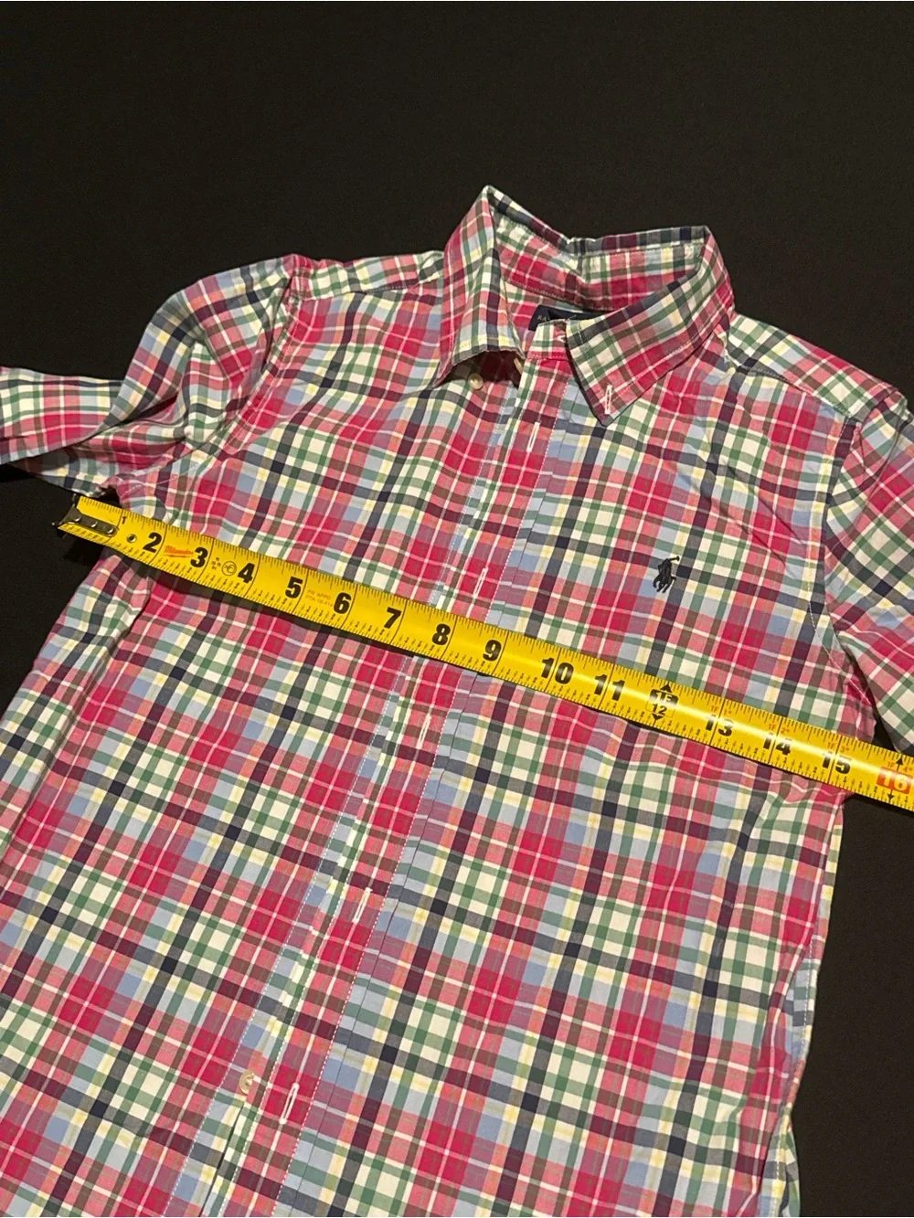 Ralph Lauren Pink, Green & Blue Plaid Cotton Button-Up Shirt Kids size 7